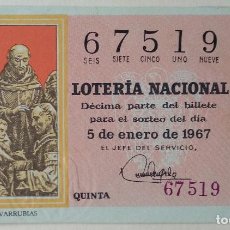 Loterie Nationale: LOTERIA NACIONAL 1967, SORTEO 1. Lote 203395735
