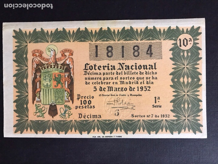 Nationale spanische Lotterie: Loteria A&ntilde;o 1952 sorteo 7