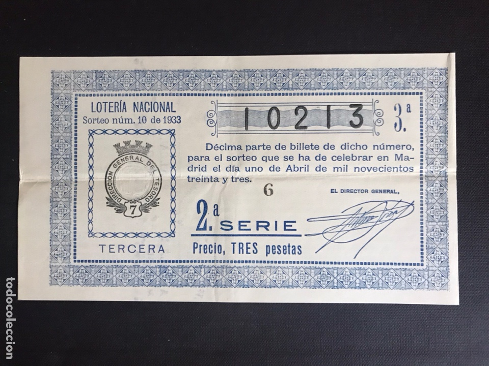 Nationale spanische Lotterie: Loteria A&ntilde;o 1933 sorteo 10