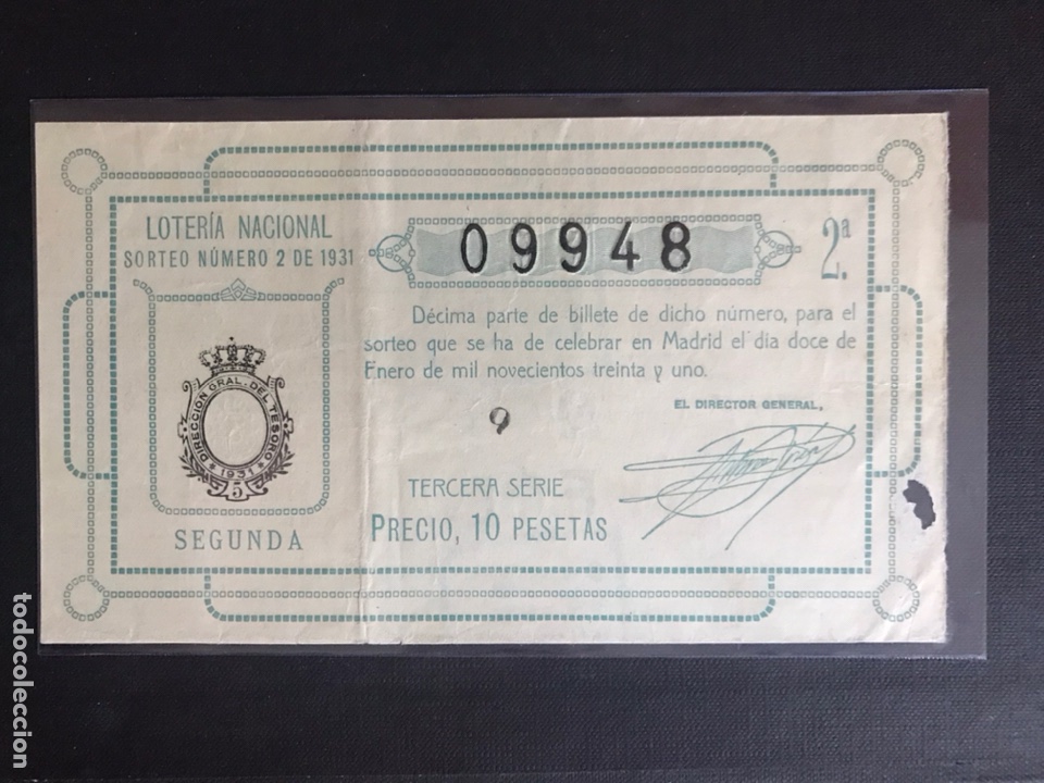 National Spanish Lottery: Loteria A&ntilde;o 1931 sorteo 2