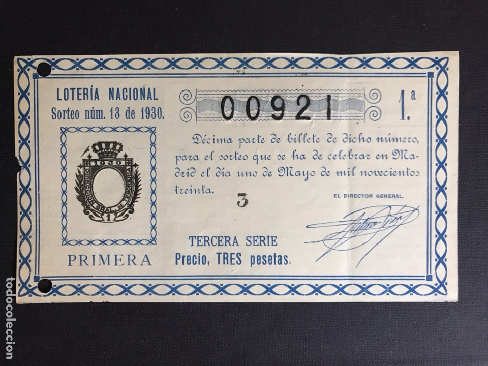 National Spanish Lottery: Loteria A&ntilde;o 1930 sorteo 13