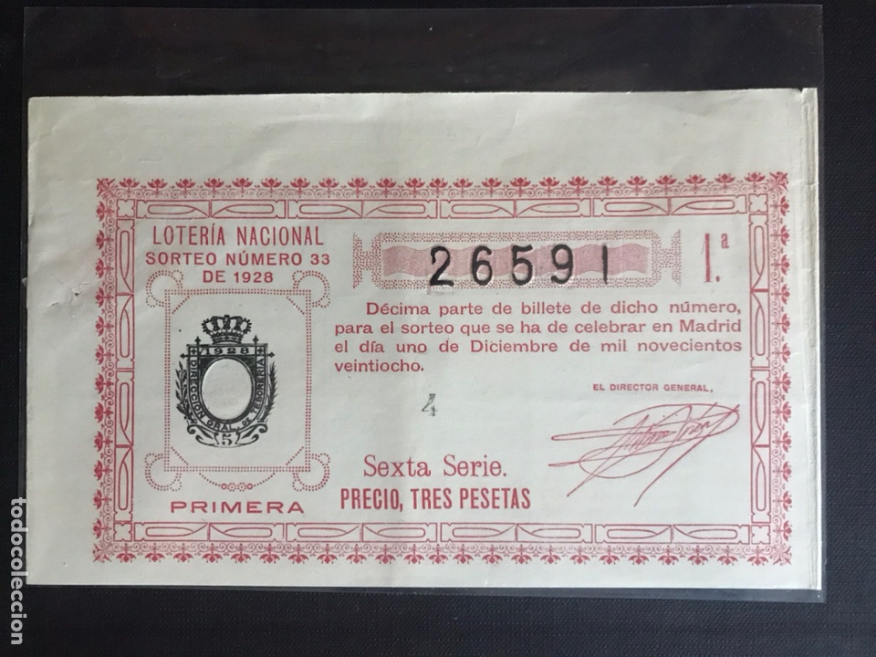 Lotaria Nacional: Loteria A&ntilde;o 1928 sorteo 33