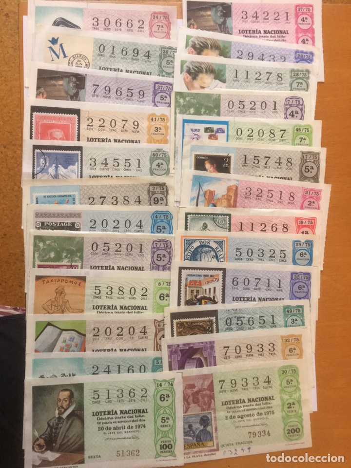 Nationale spanische Lotterie: Lote 25 decimos loter&iacute;a nacional a&ntilde;os 1974-75