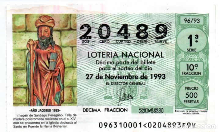 Loter&iacute;a Nacional: LOTERIA NACIONAL - A&Ntilde;O 1993 - SORTEO 96 - IMAGEN DE SANTIAGO EN IGLESIA DE PUENTE LA REINA (NAVARRA)