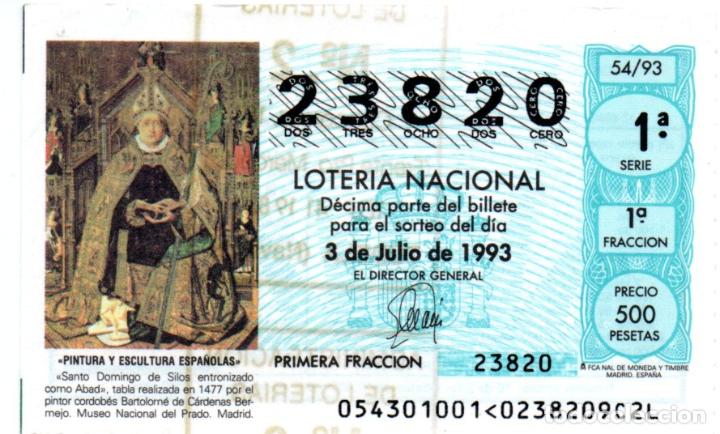 Loter&iacute;a Nacional: LOTER&Iacute;A NACIONAL - A&Ntilde;O 1993 - SORTEO 54 - SANTO DOMINGO DE SILOS. MUSEO DEL PRADO -