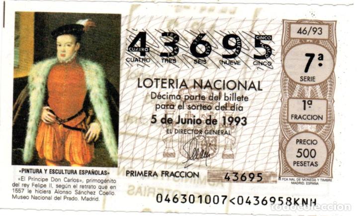 Loter&iacute;a Nacional: LOTER&Iacute;A NACIONAL - A&Ntilde;O 1993 - SORTEO 46 - EL PR&Iacute;NCIPE DON CARLOS. MUSEO DEL PRADO -