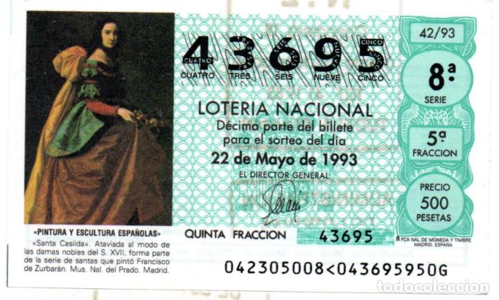 Loter&iacute;a Nacional: LOTER&Iacute;A NACIONAL - A&Ntilde;O 1993 - SORTEO 42 - SANTA CASILDA. MUSEO DEL PRADO -