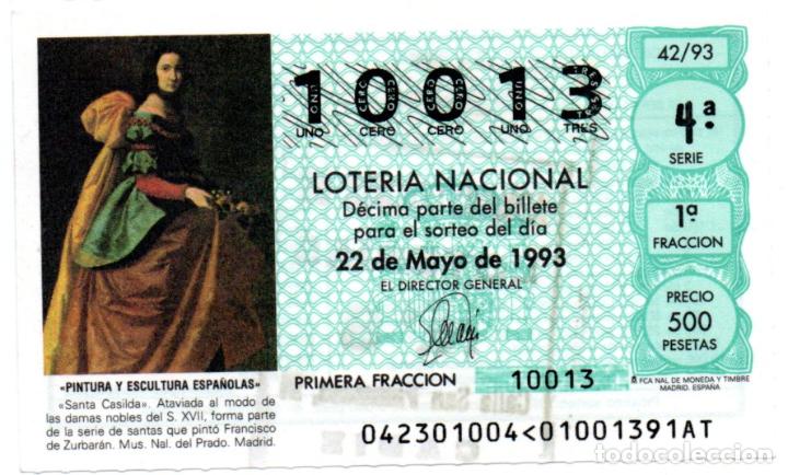 Loter&iacute;a Nacional: LOTER&Iacute;A NACIONAL - A&Ntilde;O 1993 - SORTEO 42 - SANTA CASILDA. MUSEO DEL PRADO -