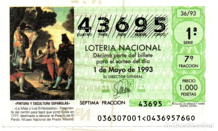 Loter&iacute;a Nacional: LOTER&Iacute;A NACIONAL - A&Ntilde;O 1993 - SORTEO 36 - LA MAJA Y LOS EMBOZADOS. MUSEO DEL PRADO -