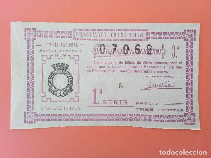 Nationale spanische Lotterie: Loteria del 1 de Febrero de 1939 Sorteo 4 de Barcelona N&uacute;m 07062