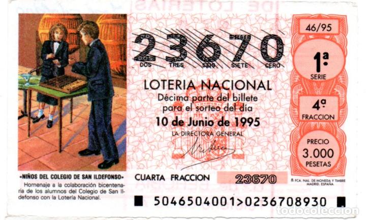 Loter&iacute;a nacional: LOTER&Iacute;A NACIONAL - A&Ntilde;O 1995 - SORTEO 46 - NI&Ntilde;OS DEL COLEGIO DE SAN ILDEFONSO -