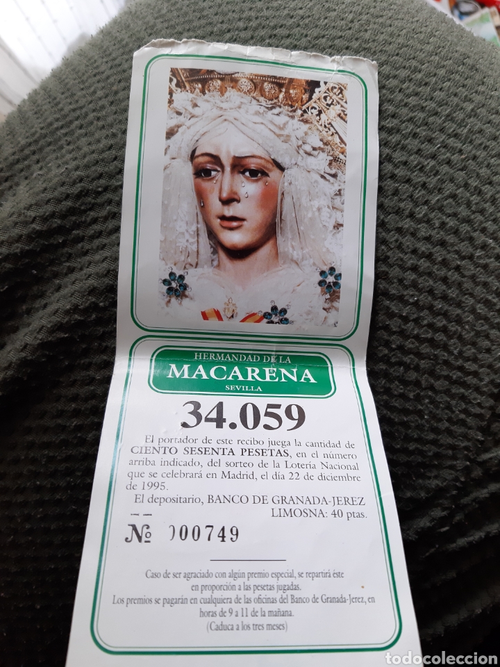 Loter&iacute;a Nacional: PARTICIPACI&Oacute;N LOTERIA NAVIDAD HERMANDAD MACARENA SEVILLA PUBLICIDAD YOPLAIT 1995