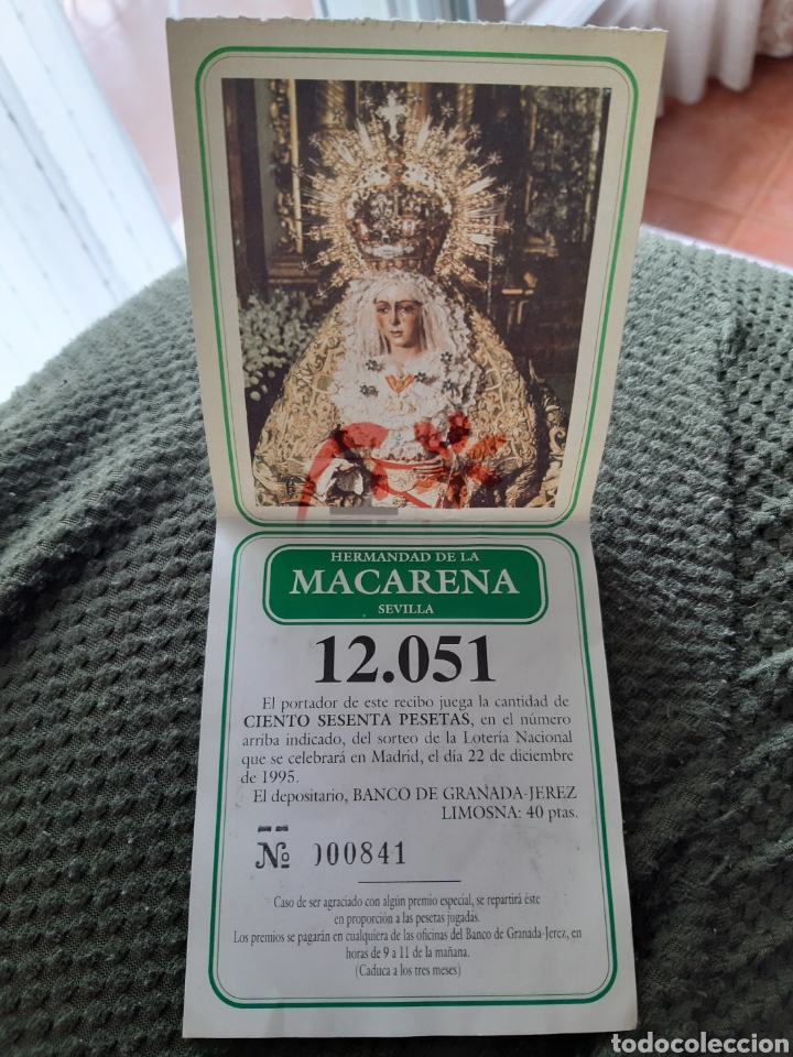 Loter&iacute;a Nacional: PARTICIPACI&Oacute;N LOTERIA NAVIDAD 1995 HERMANDAD MACARENA SEVILLA PUBLICIDAD YOPLAIT