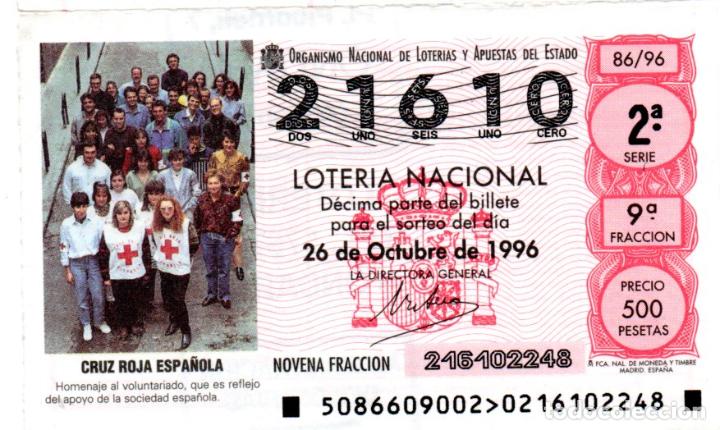 Nationale spanische Lotterie: LOTER&Iacute;A NACIONAL - A&Ntilde;O 1996 - SORTEO 86 - CRUZ ROJA ESPA&Ntilde;OLA -