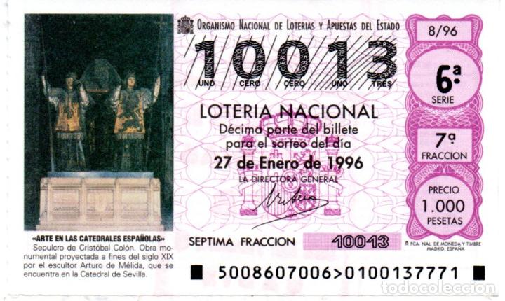 Loter&iacute;a Nacional: LOTER&Iacute;A NACIONAL - A&Ntilde;O 1996 - SORTEO 8 - SEPULCRO DE CRIST&Oacute;BAL COL&Oacute;N EN LA CATEDRAL DE SEVILLA -