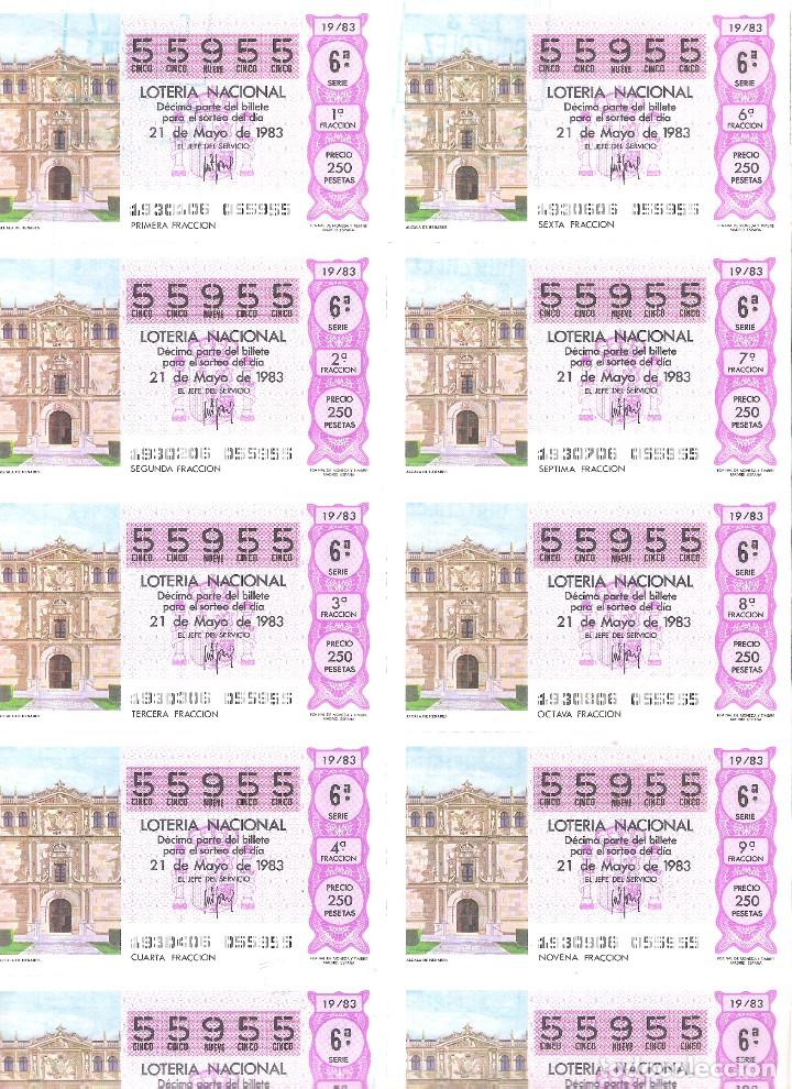 Lotteria Nationale Spagnola: 1 BILLETE LOTERIA DEL SABADO - 21 MAYO 1983 - 19/83 - CAPICUA - ALCALA DE HENARES