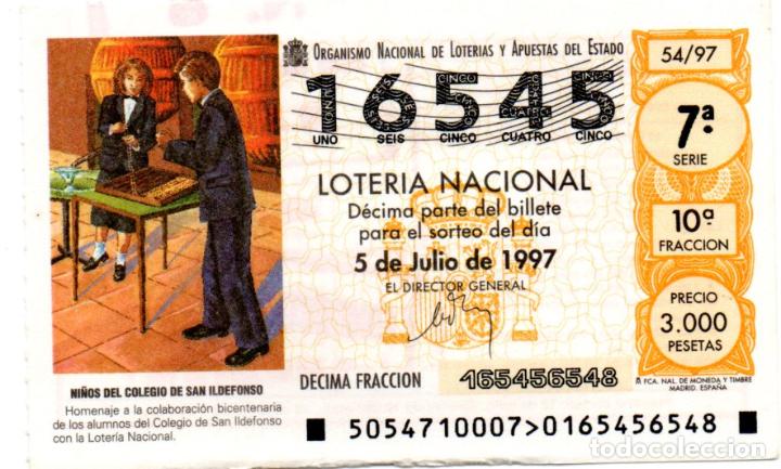 Loter&iacute;a nacional: LOTER&Iacute;A NACIONAL - A&Ntilde;O 1997 - SORTEO 54 - NI&Ntilde;OS DEL COLEGIO DE SAN ILDEFONSO -