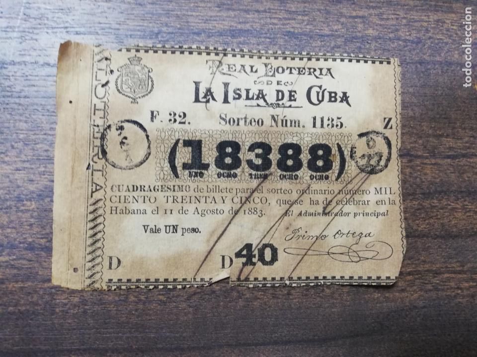 Nationale spanische Lotterie: LOTERIA NACIONAL DE CUBA. 11 DE AGOSTO DE 1883.