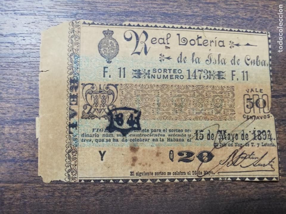 Nationale spanische Lotterie: LOTERIA NACIONAL DE CUBA. 15 DE MAYO DE 1892.