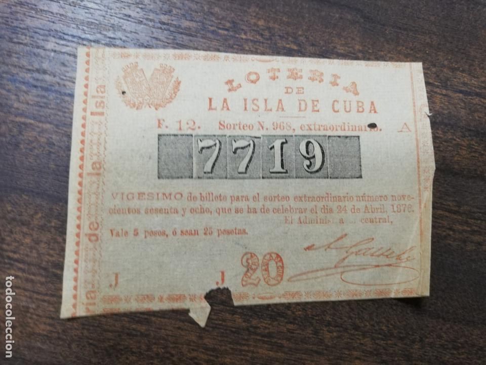 Nationale spanische Lotterie: LOTERIA NACIONAL DE CUBA. 24 DE ABRIL DE 1876.