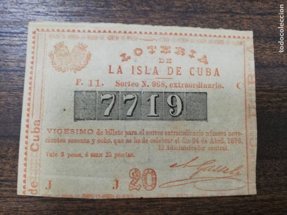 Nationale spanische Lotterie: LOTERIA NACIONAL DE CUBA. 24 DE ABRIL DE 1876.