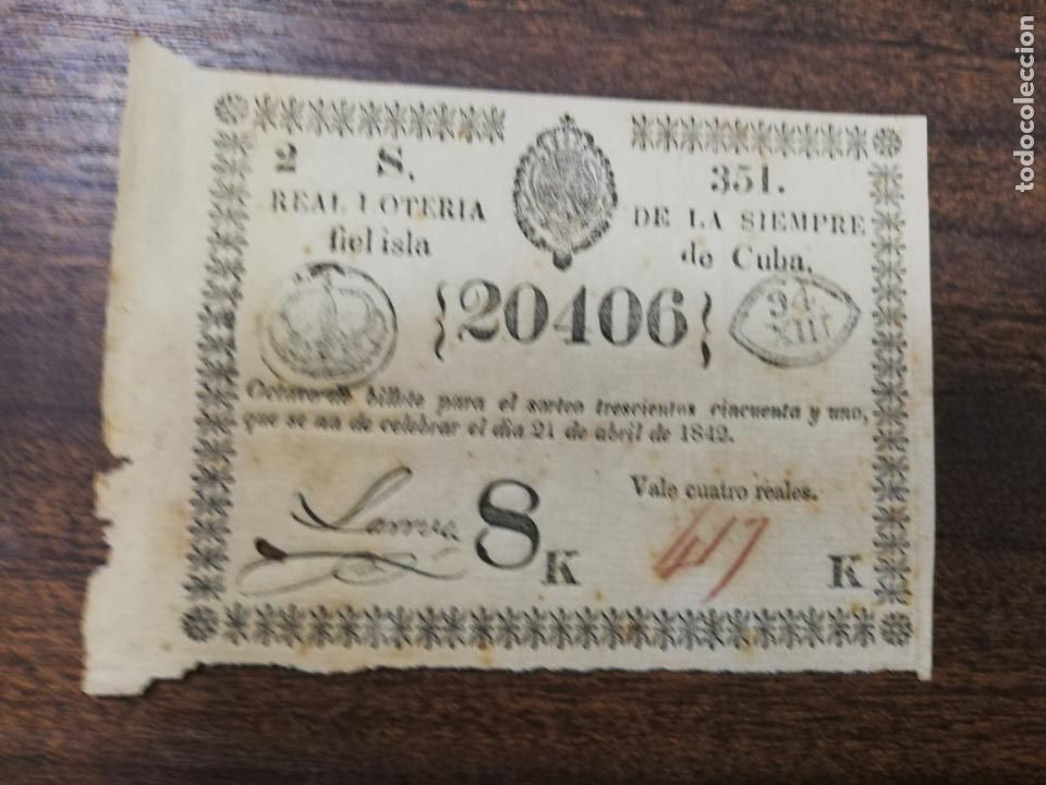 Nationale spanische Lotterie: LOTERIA NACIONAL DE CUBA. 21 DE ABRIL DE 1842.