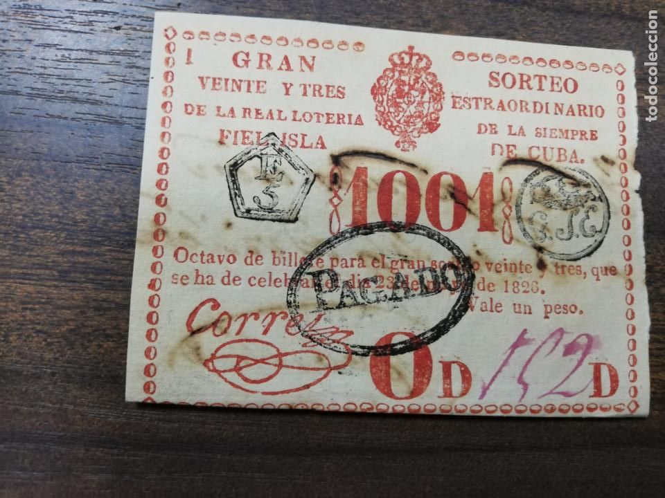 Nationale spanische Lotterie: LOTERIA NACIONAL DE CUBA. GRAN SORTEO EXTRAORDINARIO. 23 DE MAYO DE 1826.