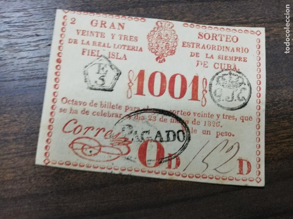 Nationale spanische Lotterie: LOTERIA NACIONAL DE CUBA. GRAN SORTEO EXTRAORDINARIO. 23 DE MAYO DE 1826.