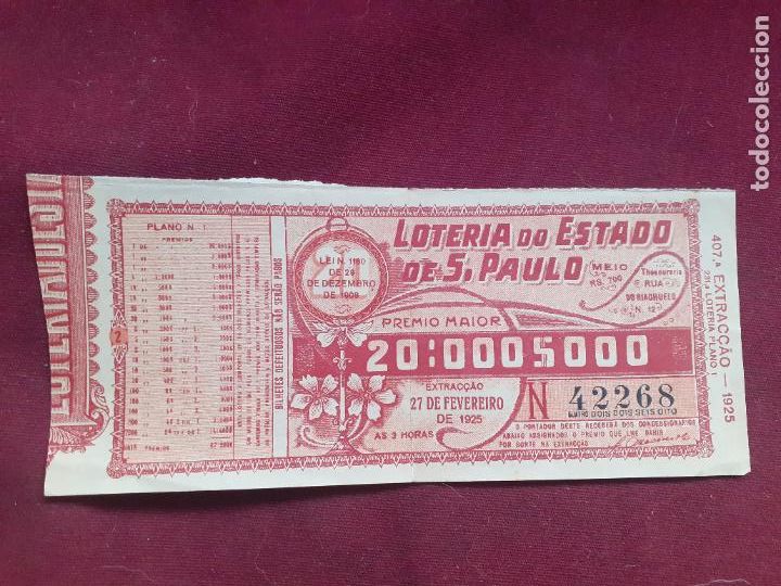 Loter&iacute;a nacional: Brasil, Brazil. Loteria do Estado de Sao Paulo 1925