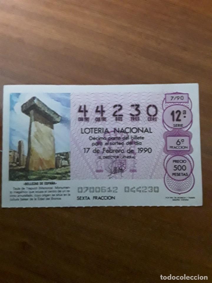 Loterie Nationale: 1 DECIMO LOTERIA DEL SABADO - 17 FEBRERO 1990 - 7/90 - TAULA DE TREPUCO ( MENORCA ) - BALEARES