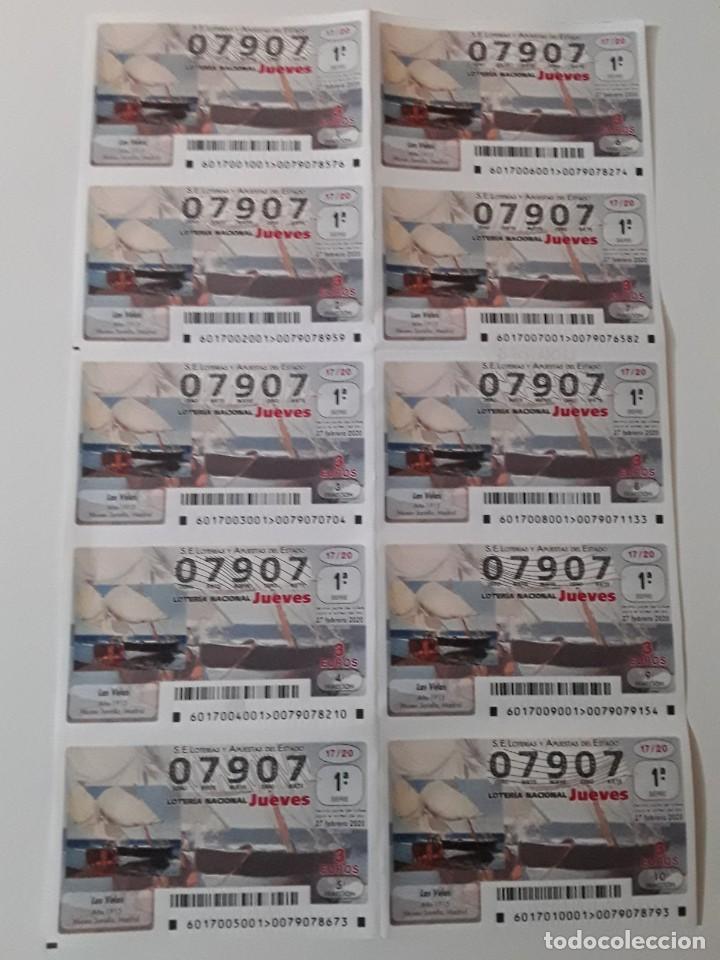 Loterie Nationale: 1 BILLETE LOTERIA JUEVES - 27 FEBRERO 2020 - 17/20 - SOROLLA - CUADROS PINTURAS - LAS VELAS