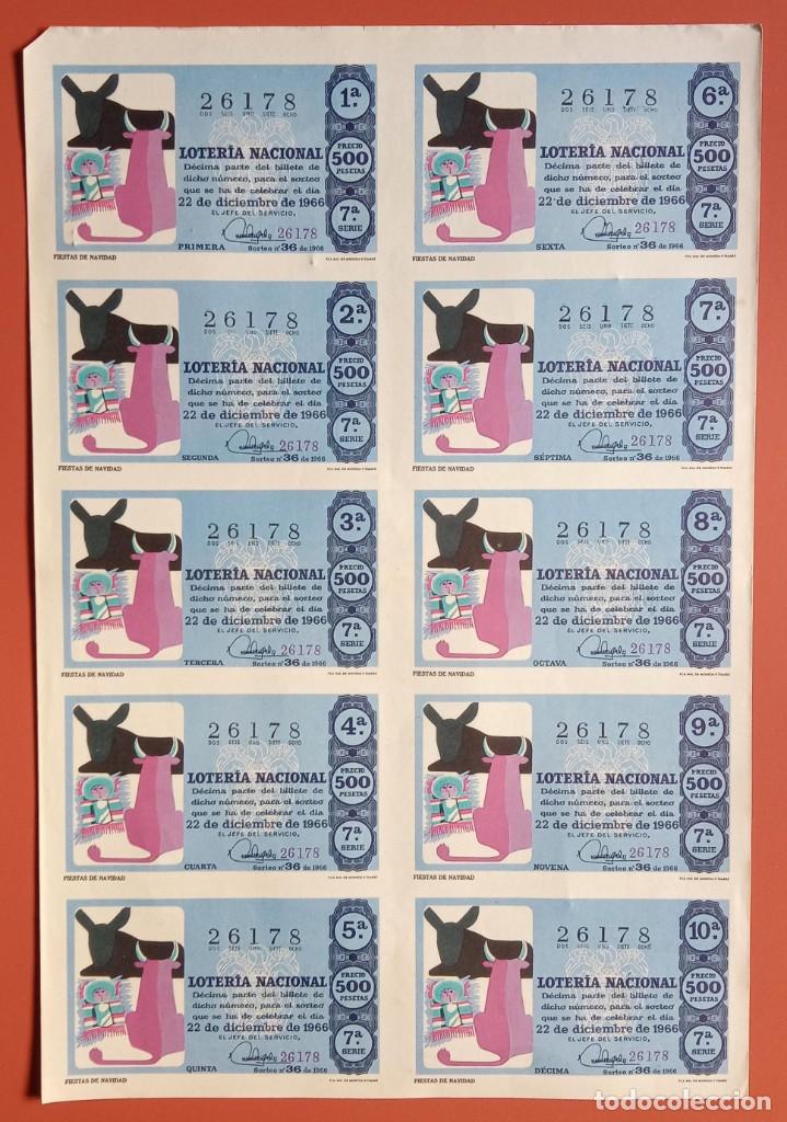 Lotaria Nacional: PLIEGO 10 DECIMOS BILLETE LOTERIA NACIONAL 22 DE DICIEMBRE DE 1966
