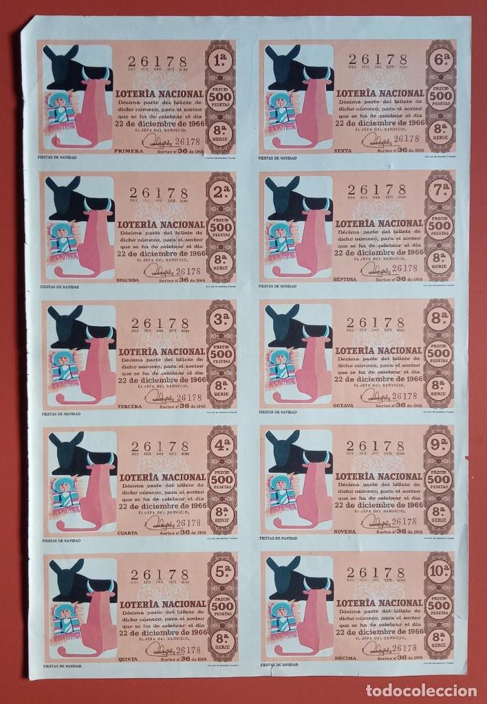 Lotaria Nacional: PLIEGO 10 DECIMOS BILLETE LOTERIA NACIONAL 22 DE DICIEMBRE DE 1966