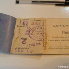 Lotería Nacional: TALONATRIO LOTERIA NACIONAL AÑO 1936 BENEFICIARIO COMERCIO TIENDA TRADICIONAL DE VALENCIA. Lote 215241557