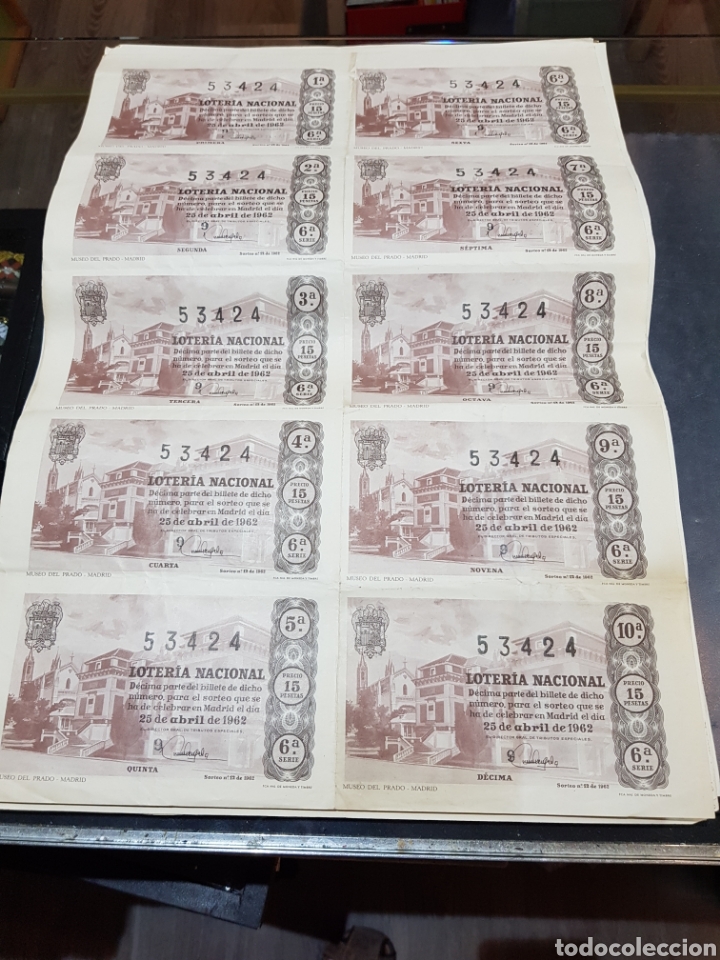 Loter&iacute;a Nacional: Pliego Loter&iacute;a Nacional sorteo n&uacute;mero 12 del a&ntilde;o 1962 Museo del Prado Madrid