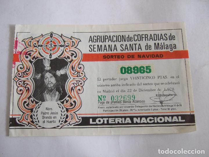 National Spanish Lottery: PARTICIPACION LOTERIA NACIONAL - 1978 - AGRUPACION DE COFRADIAS DE SEMANA SANTA - MALAGA