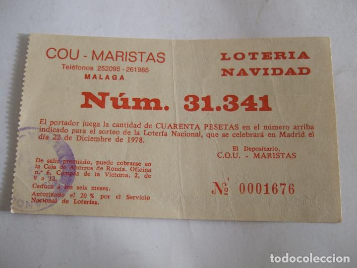 Loter&iacute;a nacional: PARTICIPACION LOTERIA NACIONAL - 1978 - COU MARISTAS - MALAGA