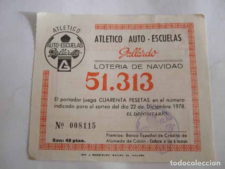 National Spanish Lottery: PARTICIPACION LOTERIA NACIONAL - 1978 - ATLETICO AUTO ESCUELAS - MALAGA