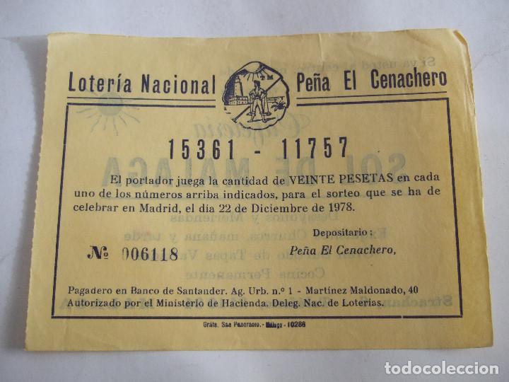 Lotteria Nationale Spagnola: PARTICIPACION LOTERIA NACIONAL - 1978 - PE&Ntilde;A EL CENACHERO - MALAGA