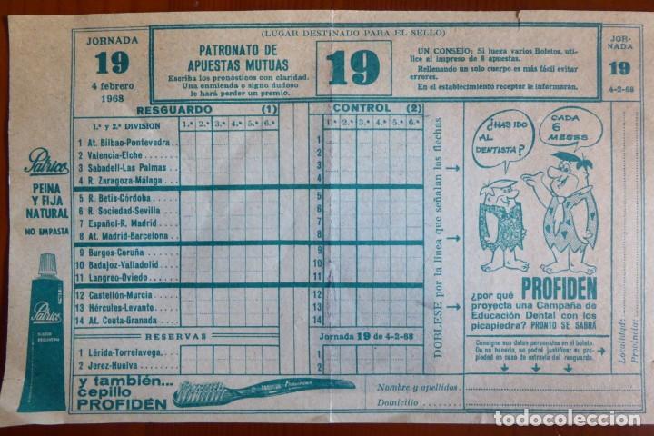 Loter&iacute;a Nacional: PATRONATO APUESTAS MUTUAS. QUINIELA 1968 FUTBOL JORNADA 19 (4 FEBRERO 1968)