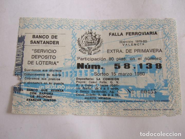 Loter&iacute;a Nacional: PARTICIPACION LOTERIA NACIONAL - 1980 - FALLA FERROVIARIA BAILEN JATIVA VALENCIA - RENFE