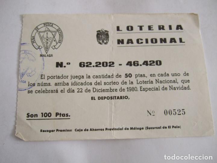 Lotteria Nationale Spagnola: PARTICIPACION LOTERIA NACIONAL - 1980 - PE&Ntilde;A DE PESCA DEPORTIVA EL PALO - MALAGA