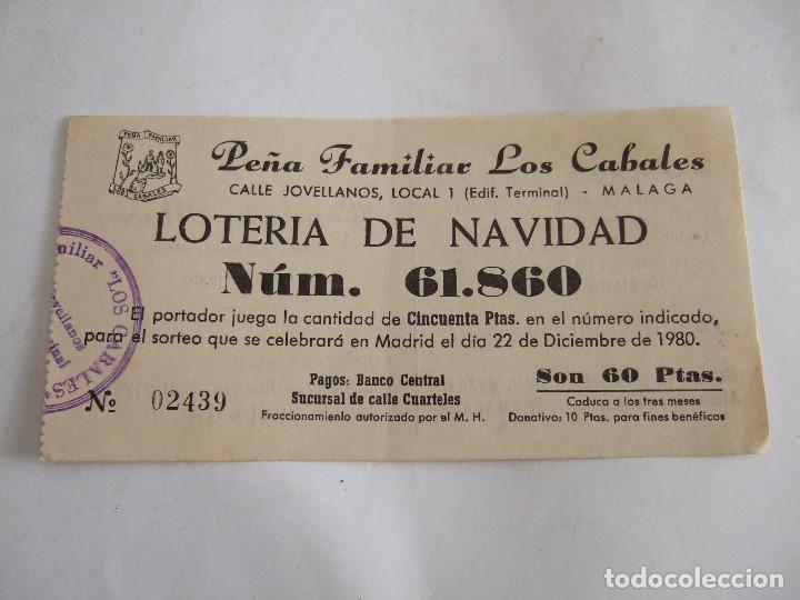 Lotteria Nationale Spagnola: PARTICIPACION LOTERIA NACIONAL - 1980 - PE&Ntilde;A FAMILIAR LOS CABALES - MALAGA