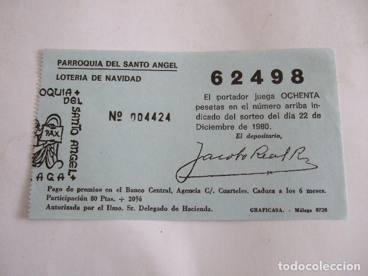 Loter&iacute;a nacional: PARTICIPACION LOTERIA NACIONAL - 1980 - PARROQUIA DEL SANTO ANGEL - MALAGA