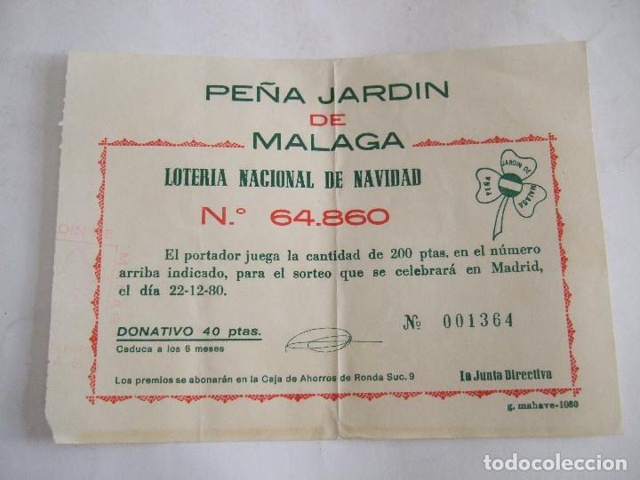 Loter&iacute;a nacional: PARTICIPACION LOTERIA NACIONAL - 1980 - PE&Ntilde;A JARDIN - MALAGA
