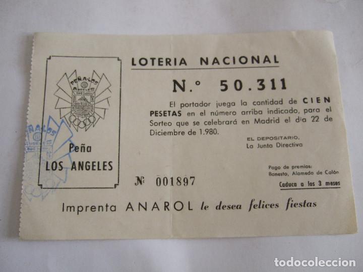 Lotteria Nationale Spagnola: PARTICIPACION LOTERIA NACIONAL - 1980 - PE&Ntilde;A LOS ANGELES - MALAGA
