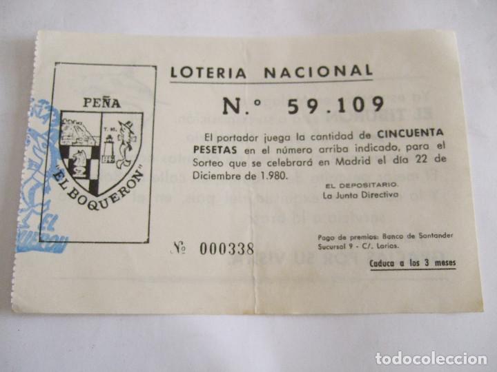 Loter&iacute;a nacional: PARTICIPACION LOTERIA NACIONAL - 1980 - PE&Ntilde;A EL BOQUERON - MALAGA