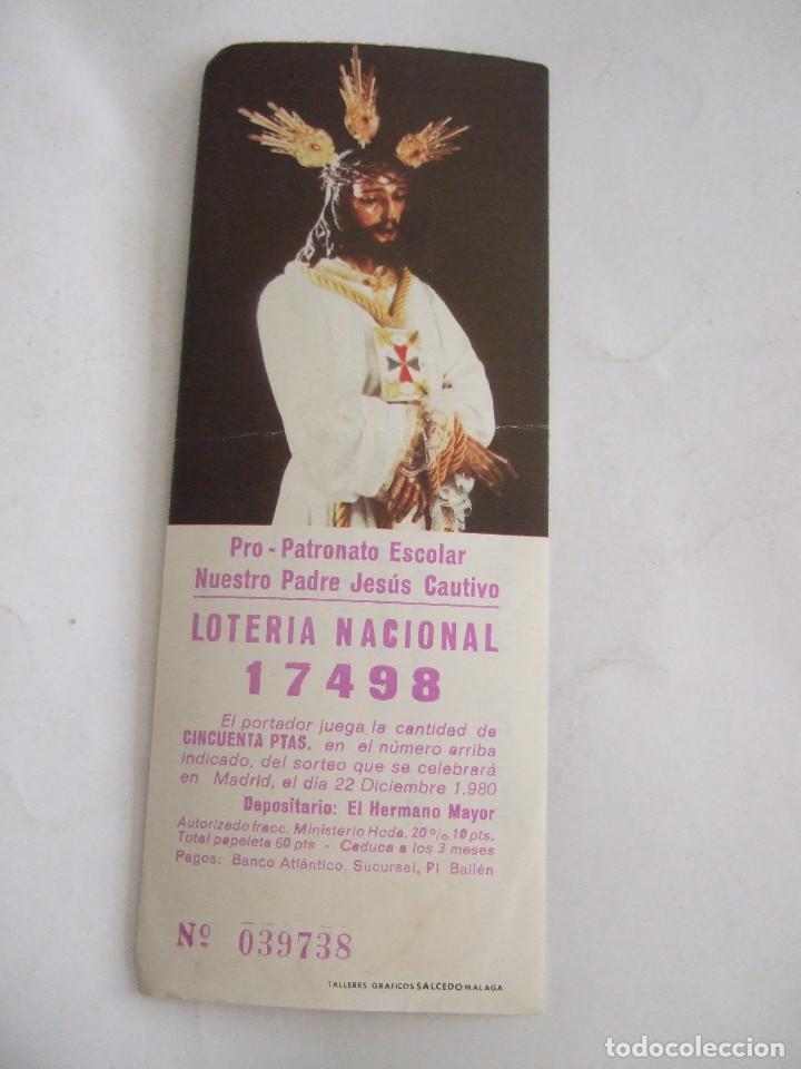 Lotteria Nationale Spagnola: PARTICIPACION LOTERIA NACIONAL - 1980 - PRO PATRONATO ESCOLAR N.P. JESUS CAUTIVO - MALAGA