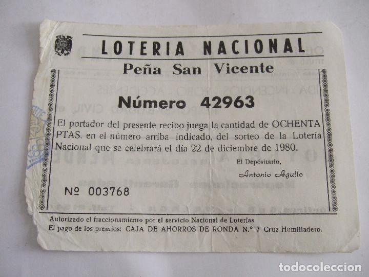 Lotteria Nationale Spagnola: PARTICIPACION LOTERIA NACIONAL - 1980 - PE&Ntilde;A SAN VICENTE - MALAGA