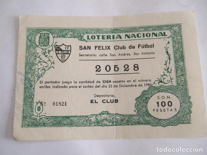 Loter&iacute;a Nacional: PARTICIPACION LOTERIA NACIONAL - 1980 - SAN FELIX CLUB DE FUTBOL - MALAGA